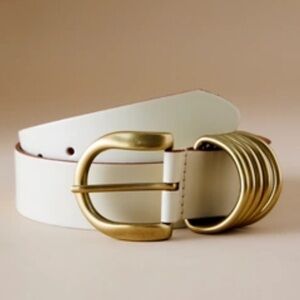 Anthropologie White Belt with Gold Buckle
